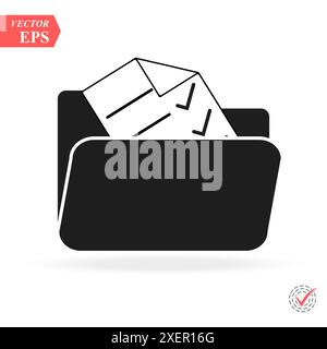 Folder Vector Icon. Simple flat symbol. Perfect Black pictogram illustration on white background. eps Stock Vector