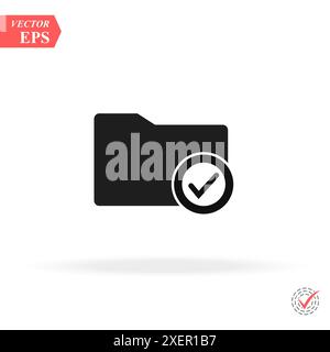 Vector Select Folder Icon. Folder and tick checkmark icon eps Stock Vector