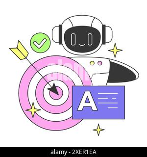 Prompt-engineering to a artificial neuron network. Artificial intelligence development. AI command to create a text or an image. Flat vector illustration Stock Vector