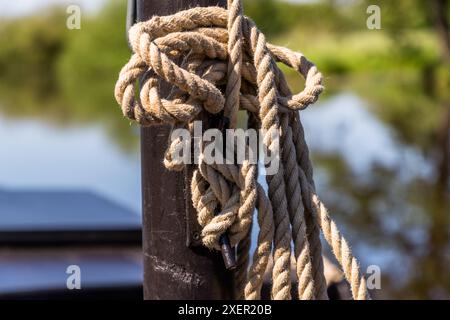 Peat barge trip on the River Hamme from Worpswede to Osterholz-Scharmbeck, Lower Saxony, Germany Stock Photo