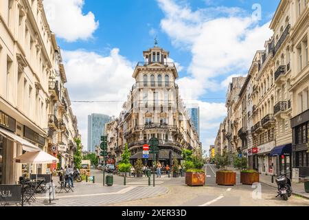 June 8, 2024: Street scene of Brussels near Rue de la Croix de Fer. There are many coffee shops and bistros on the street of this city, the capital of Stock Photo