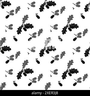Seamless pattern with acorns and oak leaves. Vector illustration. eps Stock Vector