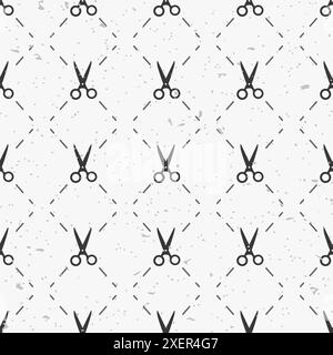 Scissors pattern seamless in simple style vector illustration. Barbershop and beauty salon background. Hairdresser black scissors on white background Stock Vector