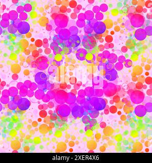 Watercolor colorful bubbles. Circles seamless pattern. Colorful round shapes abstract background. Vector illustration. Stock Vector