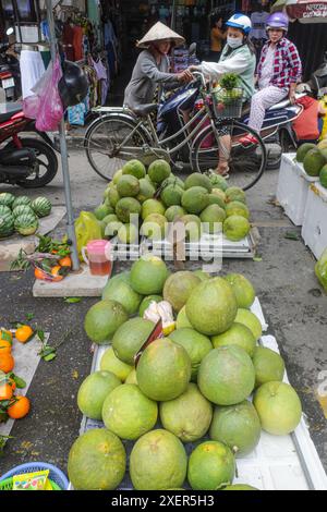 Hoi An, Vietnam - 5 Feb, 2024: Coconuts for sale in the Hoi An central market, Vietnam Stock Photo