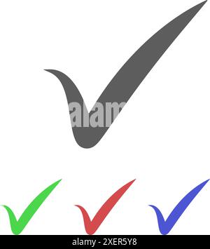 Check mark, tick, yes. Set icons with nine Color Variations of flat style. Vector illustration. eps 10 Stock Vector