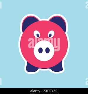 Pig vector illustration isolated on a blue background. Stock Vector