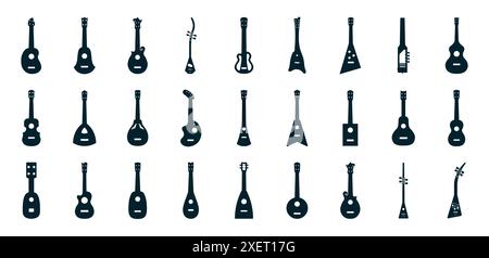 Set of Guitar Silhouettes Collection. Stock Vector