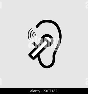 Ear with a wireless bluetooth earbud Stock Vector