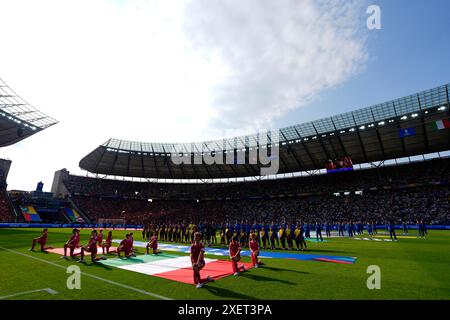 Berlin, Germany. 29th June, 2024. Ceremony of the Euro 2024 soccer match between Swiss and Italy at the Olympiastadion, Berlin, Germany - Saturday 29, June, 2024. Sport - Soccer . (Photo by Fabio Ferrari/LaPresse) Credit: LaPresse/Alamy Live News Stock Photo