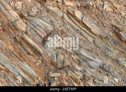 The unique soils of the Priorat  region of Spain with different coloured layers Stock Photo
