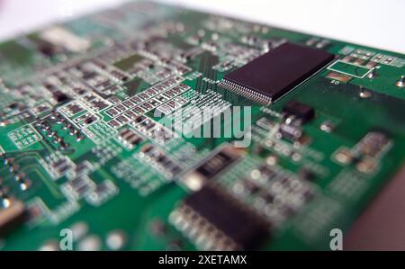 High technology electronic components.Microchip on the electronic circuit board. Stock Photo