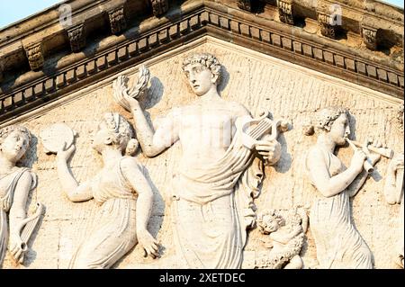 GUADALAJARA, JALISCO, MEXICO: After ten years of construction, Teatro Degollado, with its Corinthian columns, was inaugurated on September 13, 1866. Stock Photo