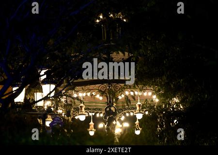 GUADALAJARA, JALISCO, MEXICO: A gazebo in the shadows of the Catedral Metropolitana de Guadalajara (Metropolitan Cathedral of Guadalajara). Stock Photo