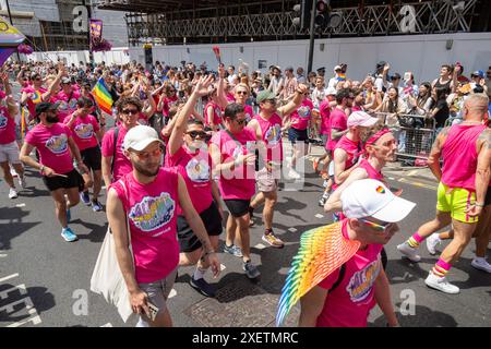 London, UK, 29 June, 2024. Participants take part in the annual Pride in London 2024 parade making its way through central London. This is the UK's biggest parade in celebration of the LGBTQ community. Stock Photo