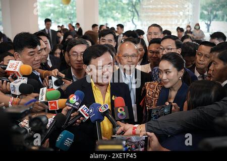 Bangkok, Thailand. 28th June, 2024. Former Thailand's prime minister Thaksin Shinawatra, attends the Thailand Creative Content Agency (THACCA) SPLASH - Soft Power Forum 2024 event at Queen Sirikit National Convention Center (QSNCC). The Thai government set up the Thailand Creative Content Agency (Thacca) to work with private sectors to promote soft power further. (Credit Image: © Seksan Rochanametakul/SOPA Images via ZUMA Press Wire) EDITORIAL USAGE ONLY! Not for Commercial USAGE! Stock Photo