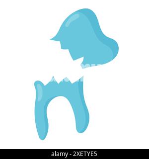 Caries. Broken diseased tooth in flat style. Vector illustration isolated on white background. Stock Vector