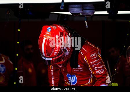 Spielberg, Mezzolombardo, Austria. 29th June, 2024.  Scuderia Ferrari HP's monegasque driver Charles Leclerc before the qualifying session at the Formula one Austrian Grand Prix (Credit Image: © Luca Martini/ZUMA Press Wire) EDITORIAL USAGE ONLY! Not for Commercial USAGE! Credit: ZUMA Press, Inc./Alamy Live News Stock Photo