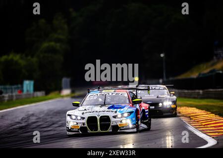 46 MARCIELLO Raffaele (che), MARTIN Maxime (bel), ROSSI Valentino (ita), BMW M4 GT3, action during the 2024 CrowdStrike 24 Hours of Spa, 2nd race of the 2024 GT World Challenge Europe Endurance Cup, from June 26 to 30, 2024 on Circuit de Spa-Francorchamps, in Stavelot, Belgium Stock Photo