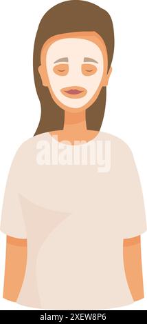 Young woman is enjoying a moment of self care with a soothing facial cosmetic mask Stock Vector