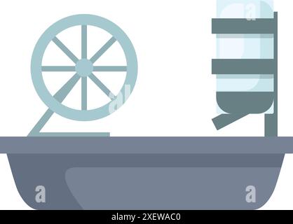 Water mill generating electricity using water energy, renewable energy sources concept Stock Vector