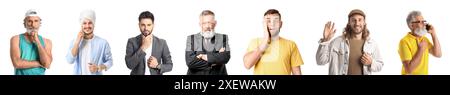 Collage of bearded men on white background Stock Photo