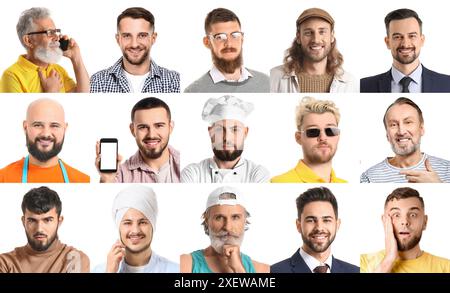 Group of bearded men on white background Stock Photo