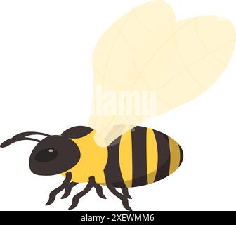 Cartoon bee is flying and looking for flowers to collect pollen Stock Vector
