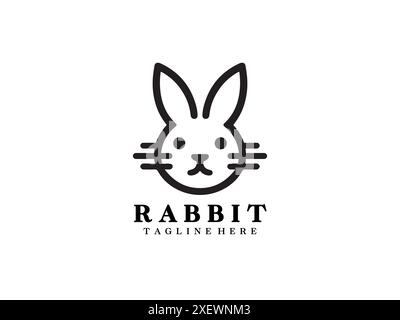 Rabbit logo design icon symbol vector illustration. Lines vector ...