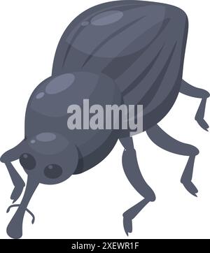 Large gray weevil with long legs and mouth parts crawling Stock Vector