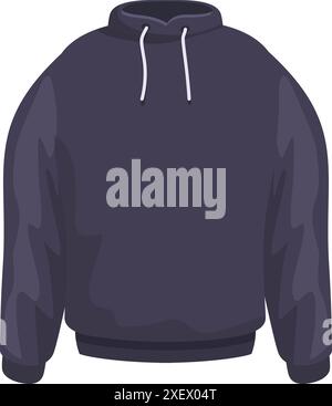 Dark blue hoodie sweatshirt with drawstring, unisex casual clothes Stock Vector