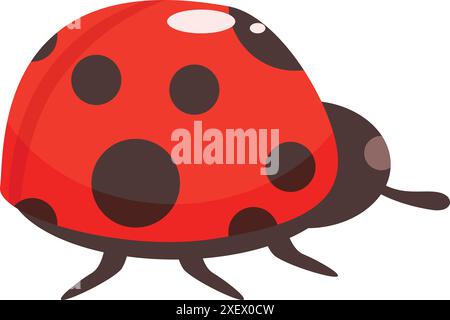 Red ladybug walking with black spots on shell Stock Vector