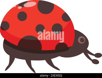 Cute ladybug crawling with red shell and black spots Stock Vector