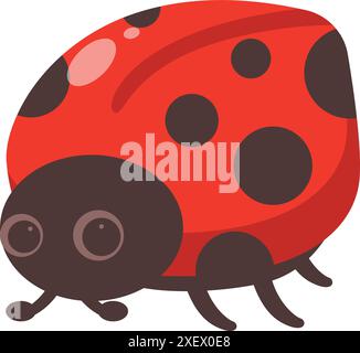 Cheerful ladybug is crawling around, displaying its bright red shell and distinctive black spots Stock Vector