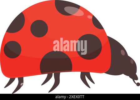 Red ladybug walking with black spots on its shell Stock Vector