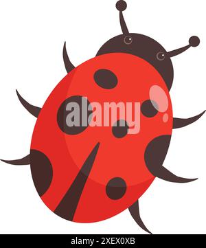Cartoon ladybug is crawling along, showing off its bright red shell and black spots Stock Vector