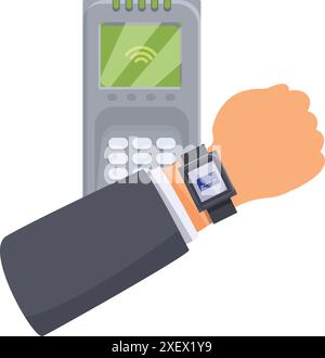 Businessman making secure contactless payment using smartwatch Stock Vector