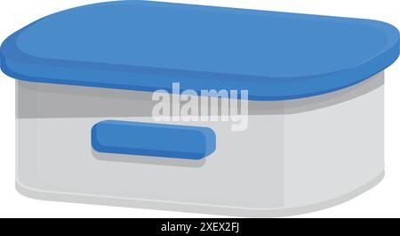 Blue plastic lunch box, keeping food fresh for lunch break, isolated on white background Stock Vector