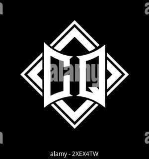 CQ Letter logo with abstract shield shape with square black outline on ...