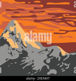 Abstract landscape mountain and sea on square background Stock Vector