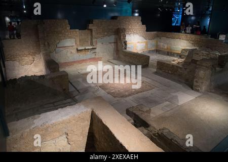 Roman mozaic in Domus dell'Ortaglia, Roman domus from I to IV AD in Museo di Santa Giulia (Santa Giulia City Museum) in monastic complex of San Salvat Stock Photo