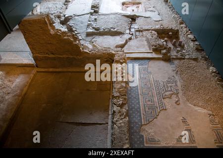 Roman mozaic in Domus dell'Ortaglia, Roman domus from I to IV AD in Museo di Santa Giulia (Santa Giulia City Museum) in monastic complex of San Salvat Stock Photo