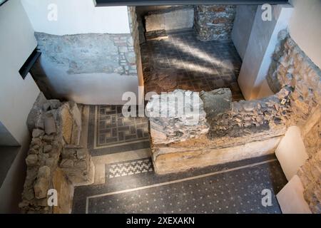 Roman mozaic in Domus dell'Ortaglia, Roman domus from I to IV AD in Museo di Santa Giulia (Santa Giulia City Museum) in monastic complex of San Salvat Stock Photo