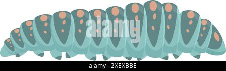 Green caterpillar crawling on the ground illustration Stock Vector