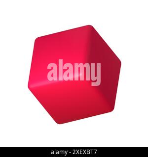 Abstract red 3D cube illustration, isolated on white background. Perfect for infographics, digital, and print materials. Modern, realistic, and Stock Vector