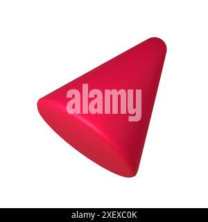 Abstract red 3D cone illustration, isolated on white background. Perfect for infographics, digital, and print materials. Modern, realistic, and Stock Vector