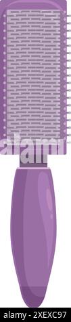 Purple hair brush with handle and plastic bristles for professional hairdressing, isolated on white background Stock Vector