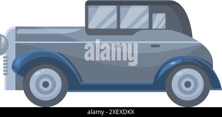 Gray vintage convertible car driving side view isolated on white background Stock Vector