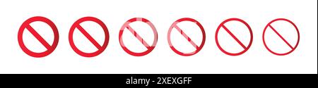 Red ban icon set. Editable vectors stop prohibitions red icon. Set of ban symbol. No sign, empty no symbol. Set of prohibition sign. Stop symbol. Stock Vector