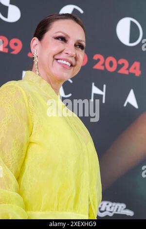 Niña Pastori attends the Manuel Carrasco concert at Estadio Santiago ...